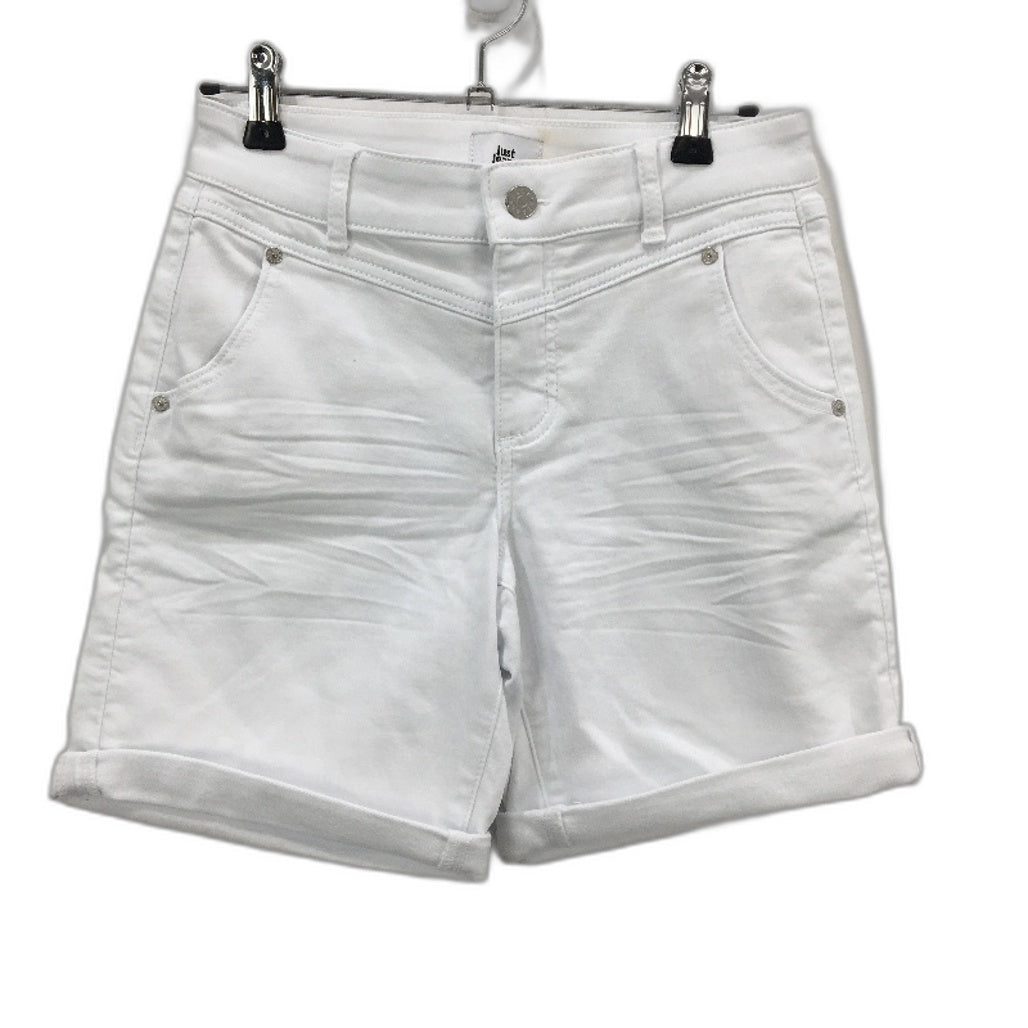 Just Jeans White Mid Rise Mid Length Stretch Denim Shorts Ladies Size 6 NEW
