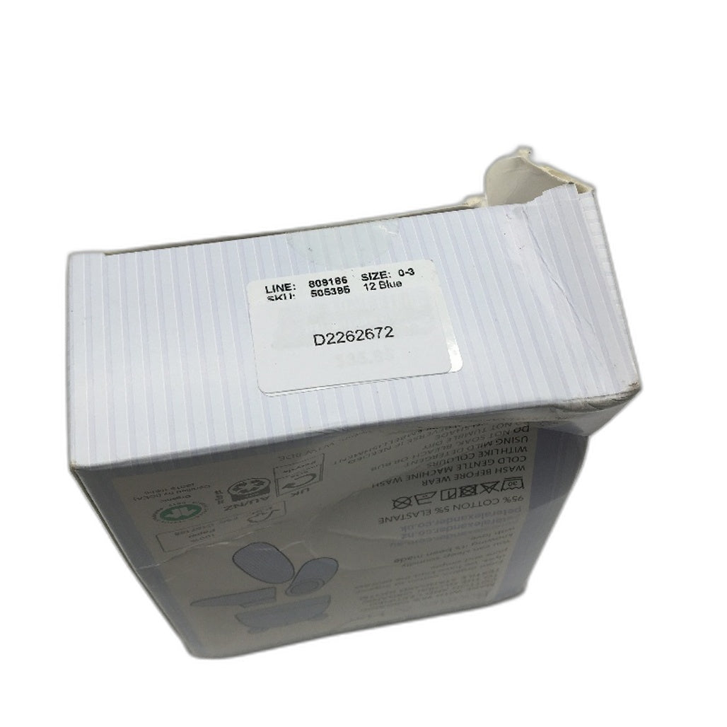 Peter Alexander Organic Blue Beanie and Booties Set Babies Size 0-3 Months NEW