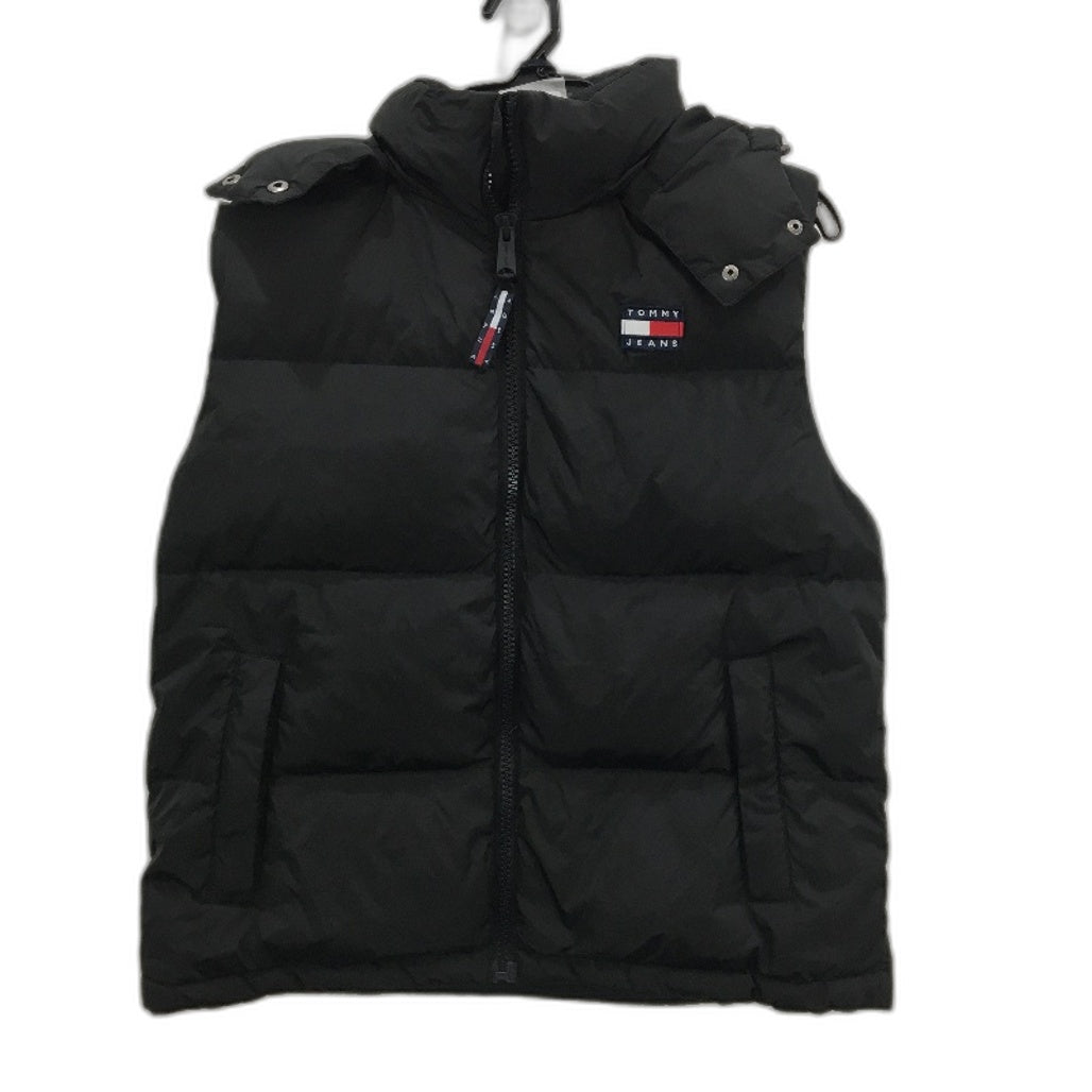 Tommy Jeans The Alaska Black Down Hooded Puffer Vest Mens Size Small NEW