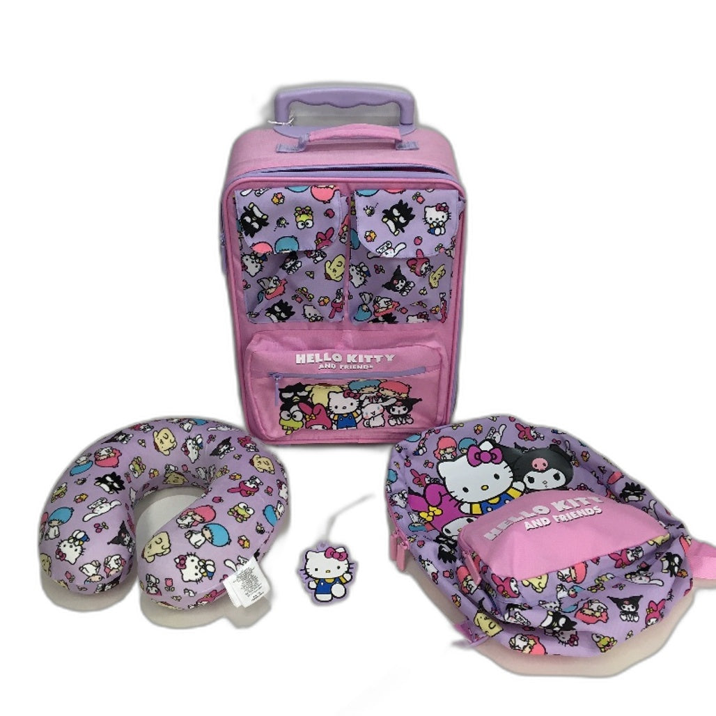 Sanrio Hello Kitty and Friends 4 Piece Pink and Purple Travel Luggage Set NEW