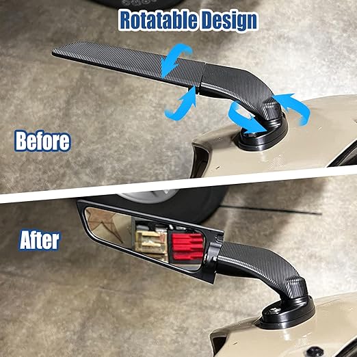 1 Pair Motorcycle Rearview 360 Degree Rotating Flat Side Mirrors NEW