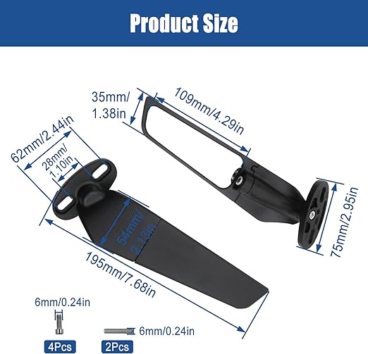 1 Pair Motorcycle Rearview 360 Degree Rotating Flat Side Mirrors NEW