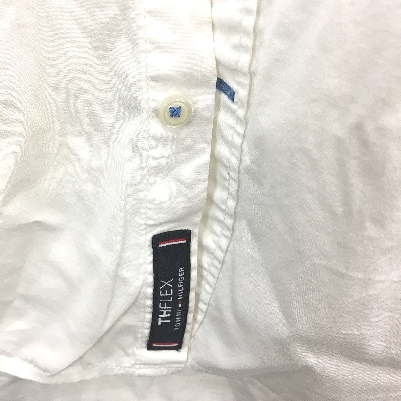 Tommy Hilfiger White Slim Fit Stretch Cotton Blend Long Sleeve Shirt Mens Size L