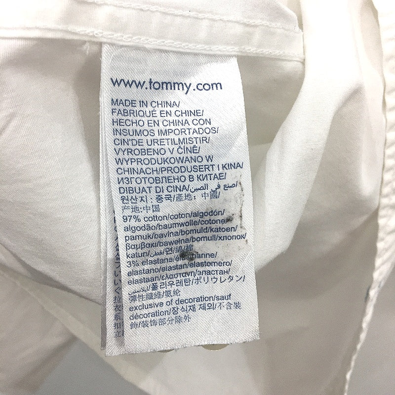 Tommy Hilfiger White Slim Fit Stretch Cotton Blend Long Sleeve Shirt Mens Size L