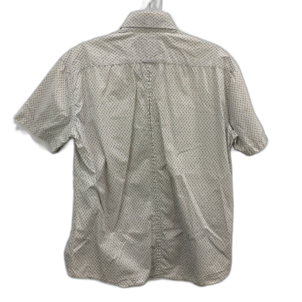 Ben Sherman Beige Navy Pattern 100% Cotton Short Sleeve Shirt Mens Size Medium