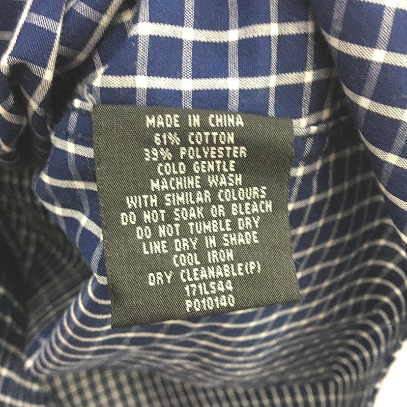 Tarocash Navy Blue & White Check Cotton Blend Long Sleeve Shirt Mens Size 3XL