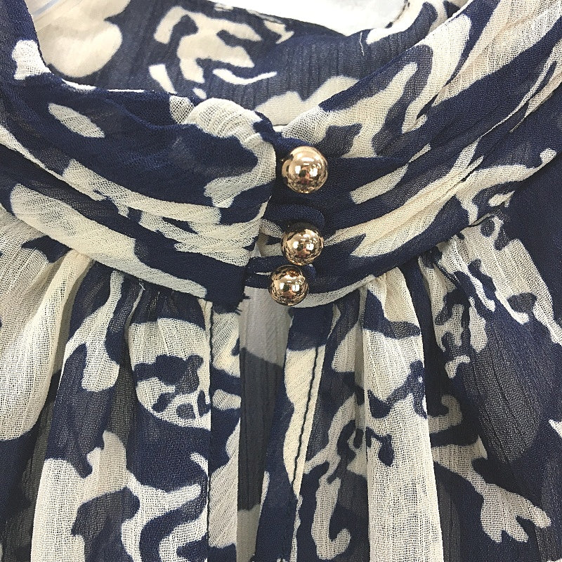 Forever New Navy Rayne Ruffle High Neck Blouse Summer Top Ladies Size 10 NEW