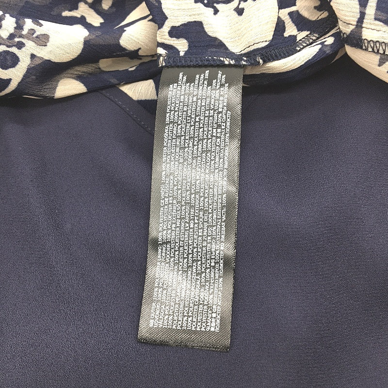 Forever New Navy Rayne Ruffle High Neck Blouse Summer Top Ladies Size 10 NEW