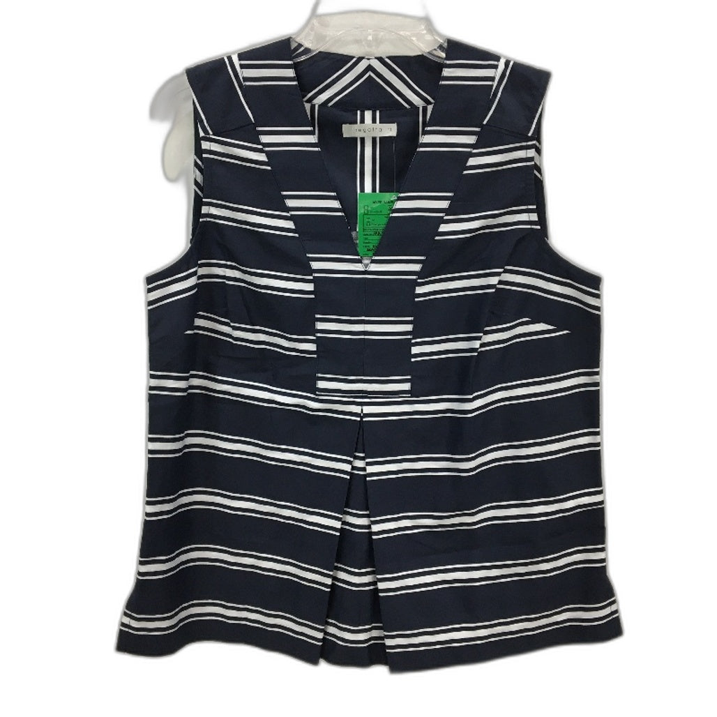 Regatta Navy Stripe Organic Cotton V Neck Summer Top Ladies Size 10 NEW