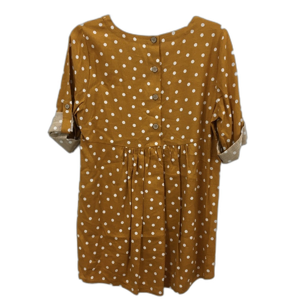 Regatta Linen Blend Mustard Roll Up Sleeve Summer Tunic Top Ladies Size 10 NEW