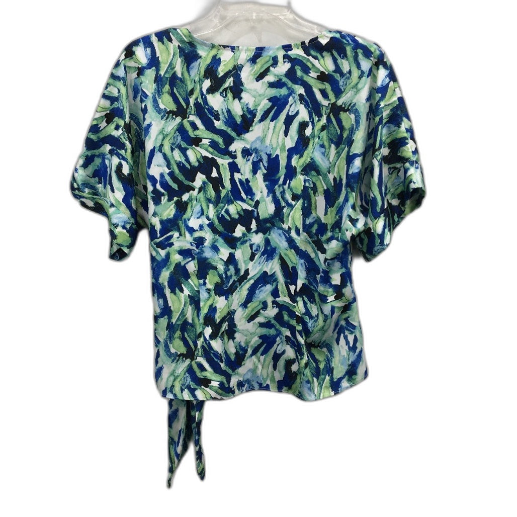 Basque Green & Blue Tones Silky Summer Knot Tie Top Ladies Size 10 NEW