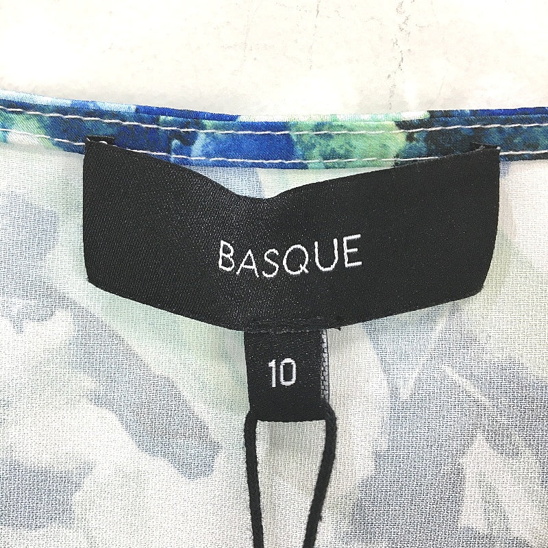 Basque Green & Blue Tones Silky Summer Knot Tie Top Ladies Size 10 NEW