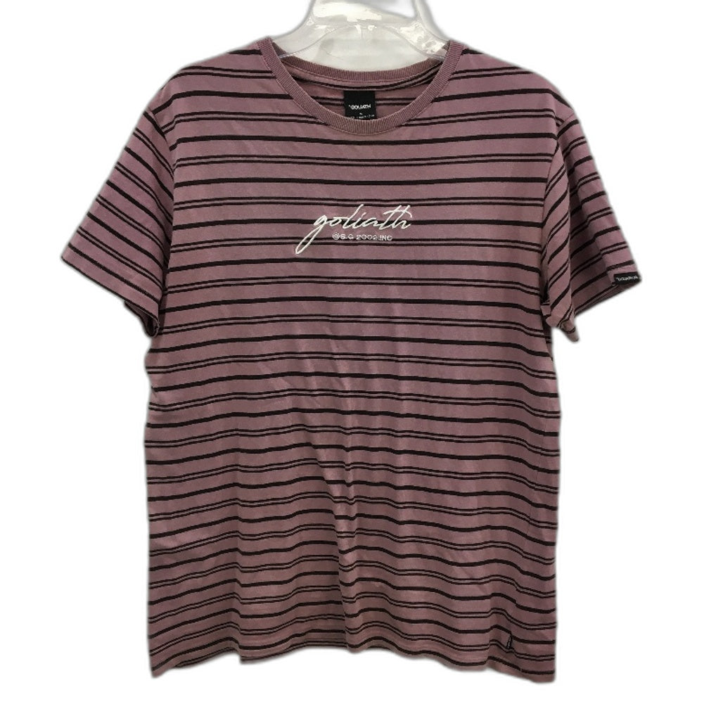St Goliath Mulberry Striped Soft Cotton Classic Long T-Shirt Mens Size Small