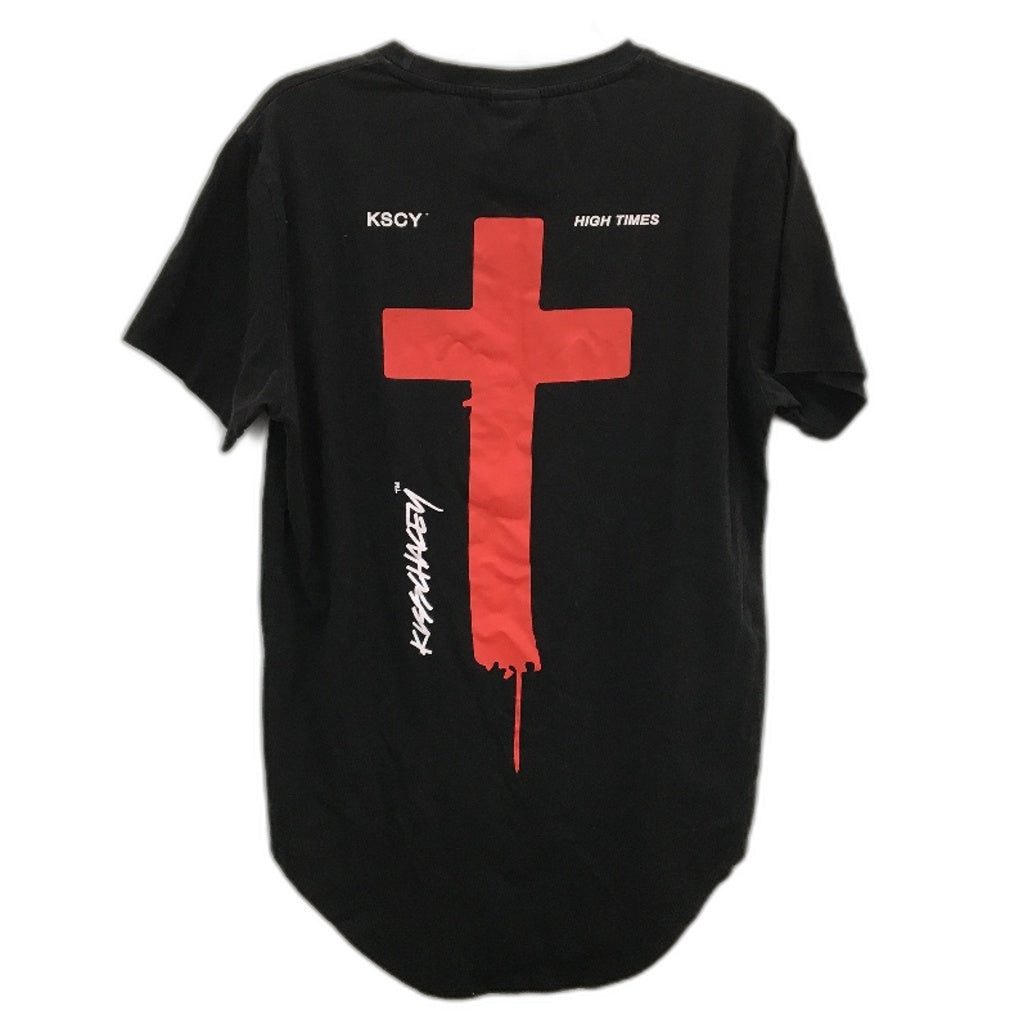 KSCY Black High Times Soft 100% Cotton Scooped Hem T-Shirt Mens Size Medium