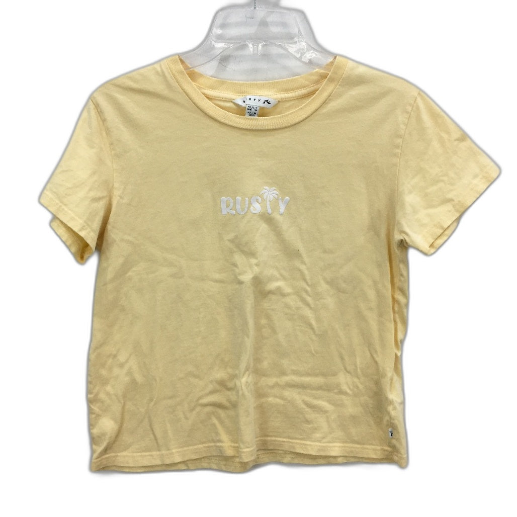 Rusty Lemon Yellow Soft 100% Cotton Crop Style T-Shirt Ladies Size 14