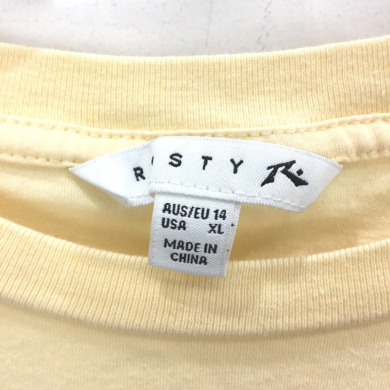 Rusty Lemon Yellow Soft 100% Cotton Crop Style T-Shirt Ladies Size 14