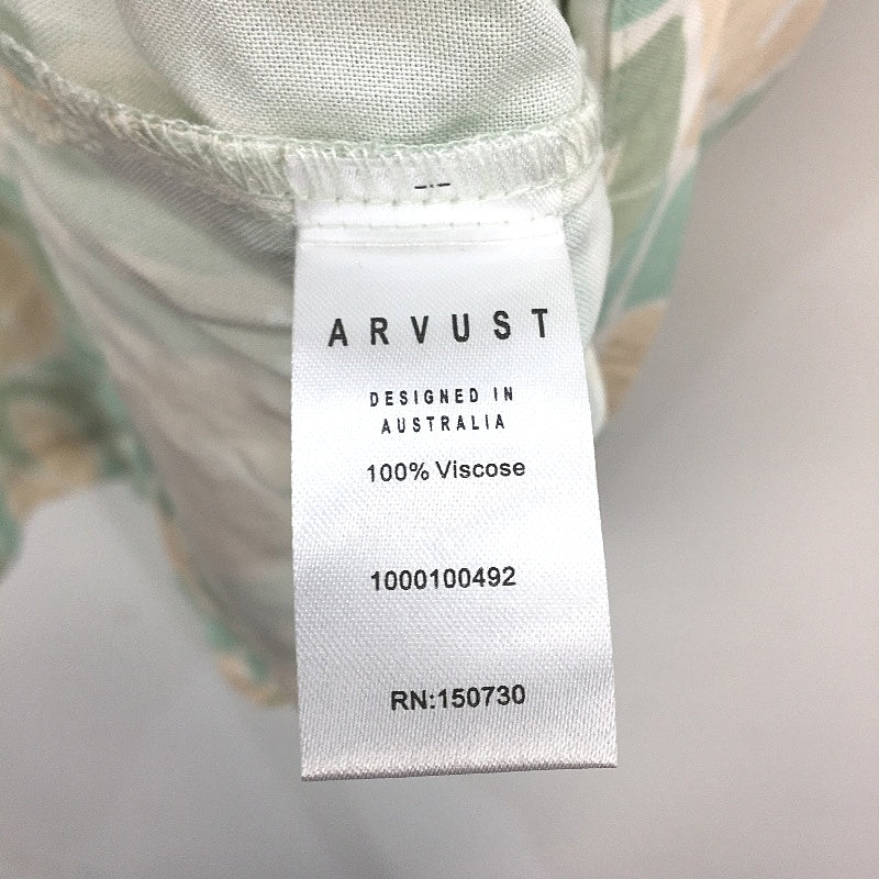 Arvust Viscose Green & Latte Patterned Short Sleeve Resort Shirt Mens Size L NEW