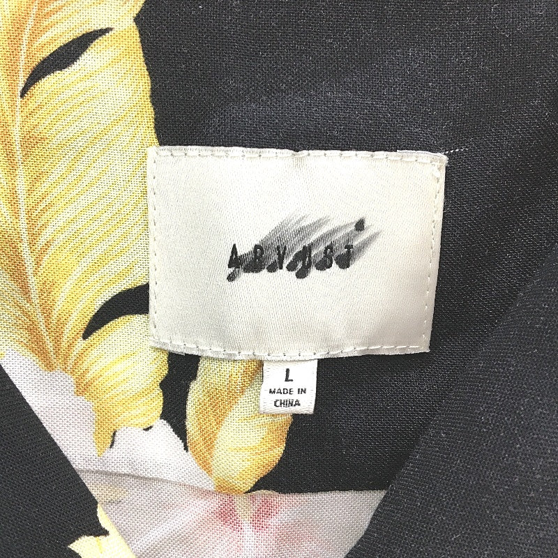 Arvust Viscose Black Hibiscus Flower Short Sleeve Resort Shirt Mens Size L NEW