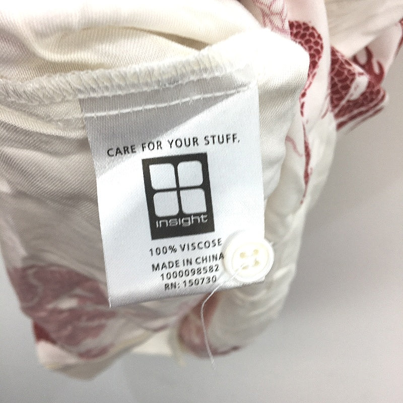 Insight Cream With Red Dragon Short Sleeve Summer Resort Shirt Mens Size S NEW