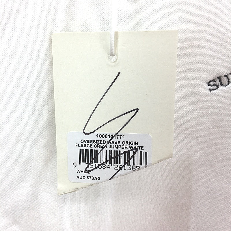 Subtitled Originals White Oversized Wave Crew Neck Jumper Mens Size M NEW