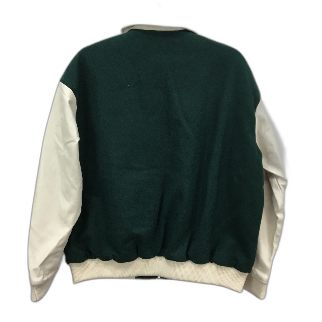Insight Forest Green & Cream Vinyl Varsity Style Zip Up Jacket Mens Size S NEW