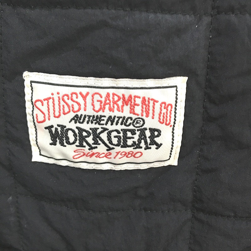 Stussy Garment Co Workgear Black Quilted Snap Button Coat Mens Size L NEW