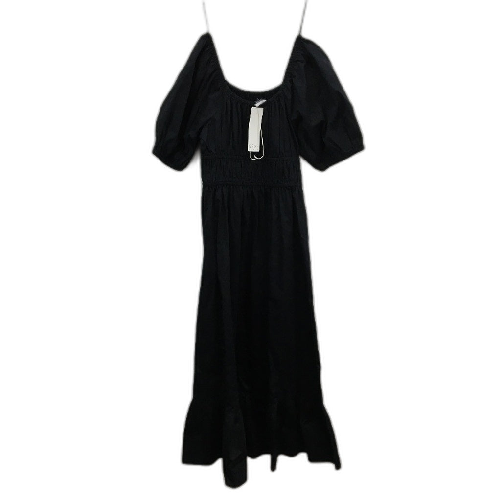 Grab Denim 100% Cotton Black Elactic Sinched Waist Long Maxi Dress Size 10 NEW