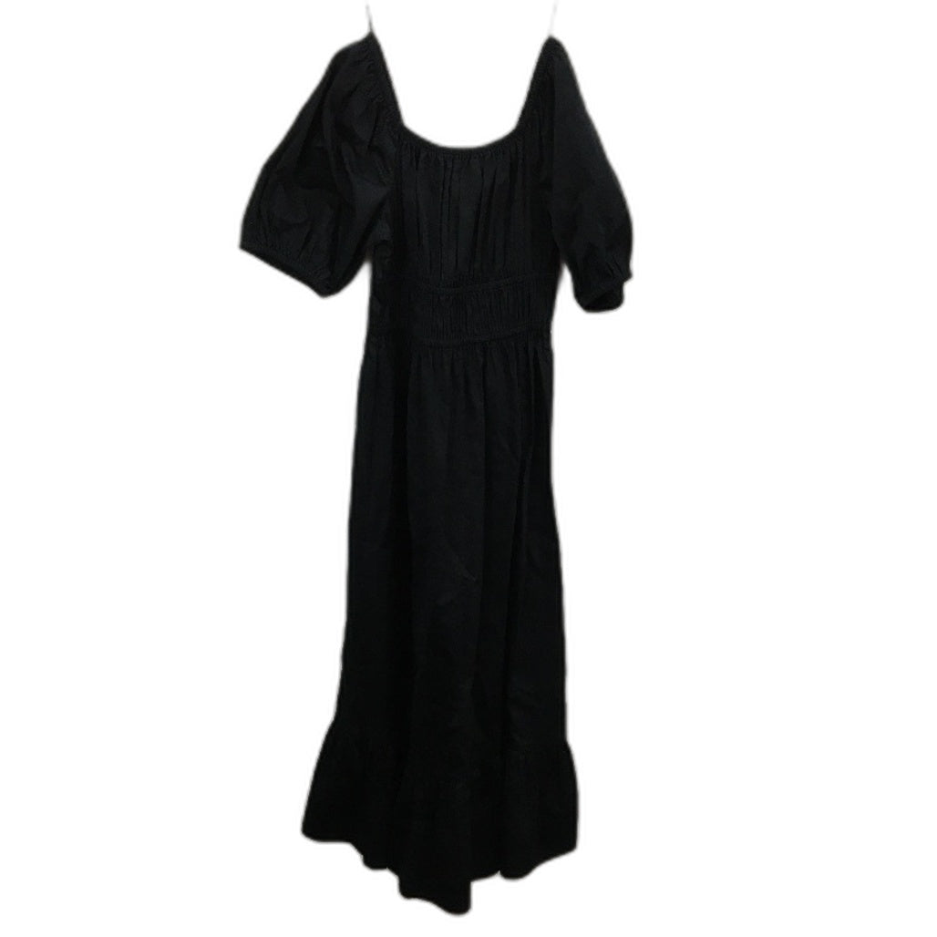Grab Denim 100% Cotton Black Elactic Sinched Waist Long Maxi Dress Size 10 NEW