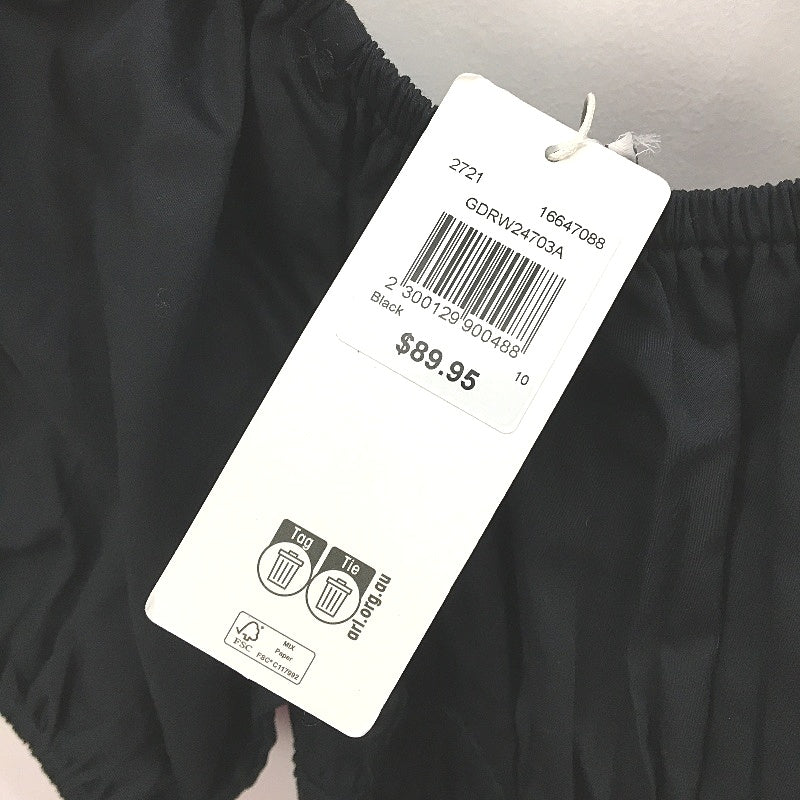 Grab Denim 100% Cotton Black Elactic Sinched Waist Long Maxi Dress Size 10 NEW