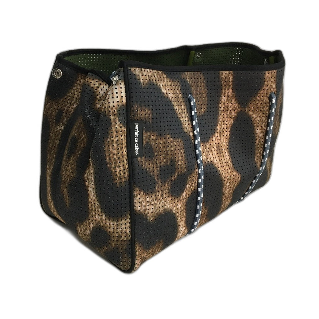 Parfait Ce Cabas Neoprene Brown Beach Tote Bag & Matching Make Up Purse NEW