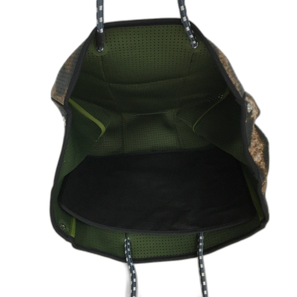 Parfait Ce Cabas Neoprene Brown Beach Tote Bag & Matching Make Up Purse NEW