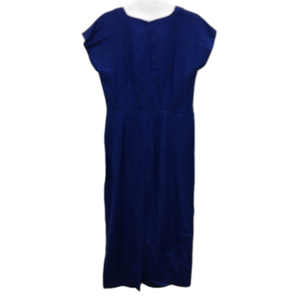 Basque Euro Linen Blend Cobalt Lightweight Dress W/ Pockets Ladies Size 10 NEW