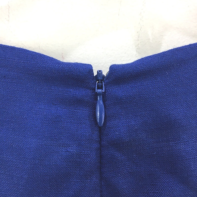 Basque Euro Linen Blend Cobalt Lightweight Dress W/ Pockets Ladies Size 10 NEW