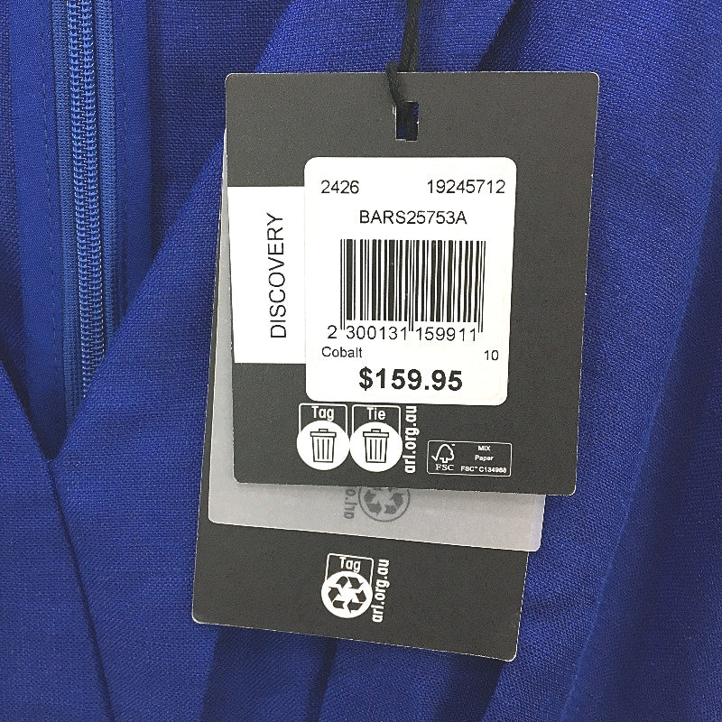 Basque Euro Linen Blend Cobalt Lightweight Dress W/ Pockets Ladies Size 10 NEW