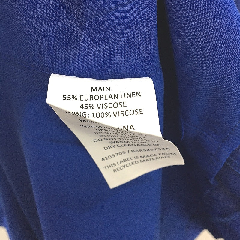Basque Euro Linen Blend Cobalt Lightweight Dress W/ Pockets Ladies Size 10 NEW