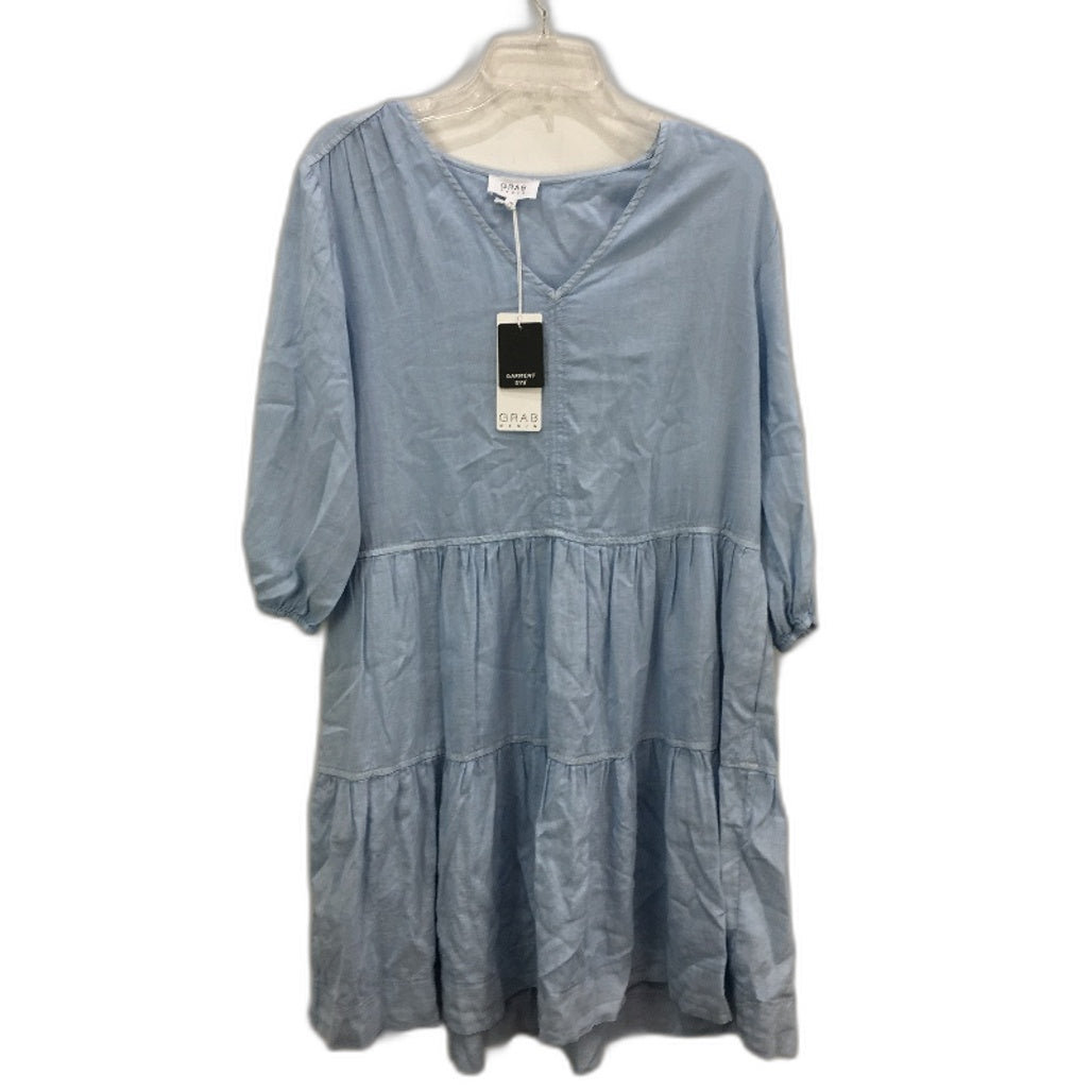 Grab Denim Dusty Blue Euro Linen Blend Dress W/ Pockets Ladies Size 10 NEW
