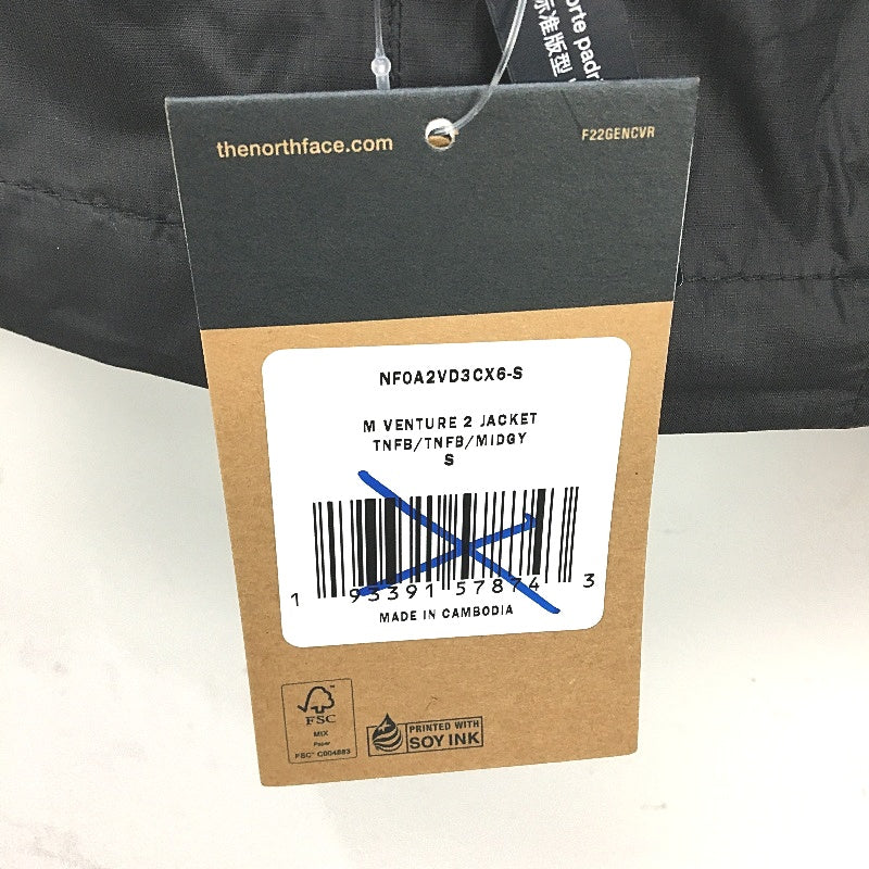 The North Face Black Venture 2 Hooded Light Windbreaker Jacket Mens Size S NEW