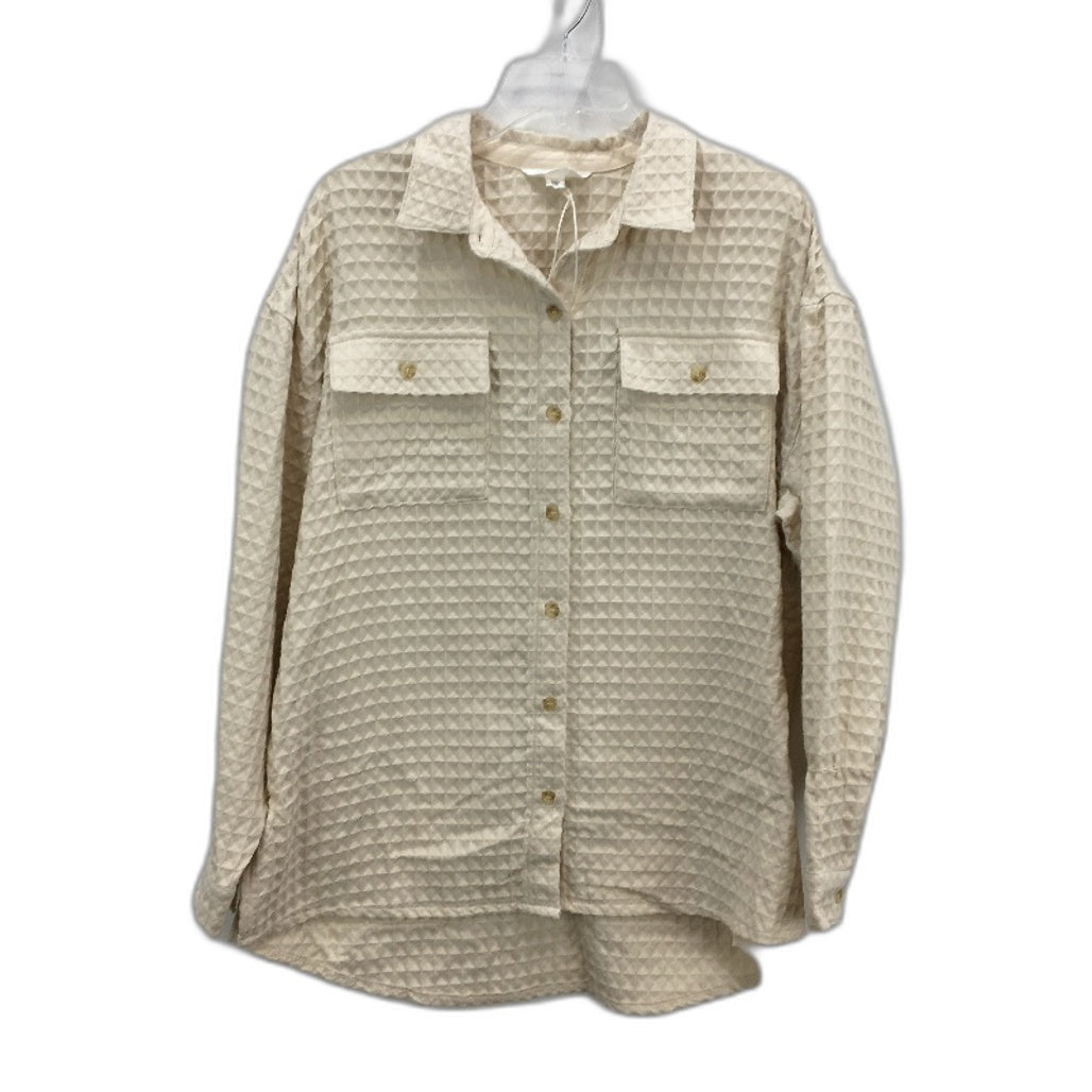Subtitled Coconut Posey Oversized Cotton Blend Waffle L/Sleeve Shirt Size S NEW