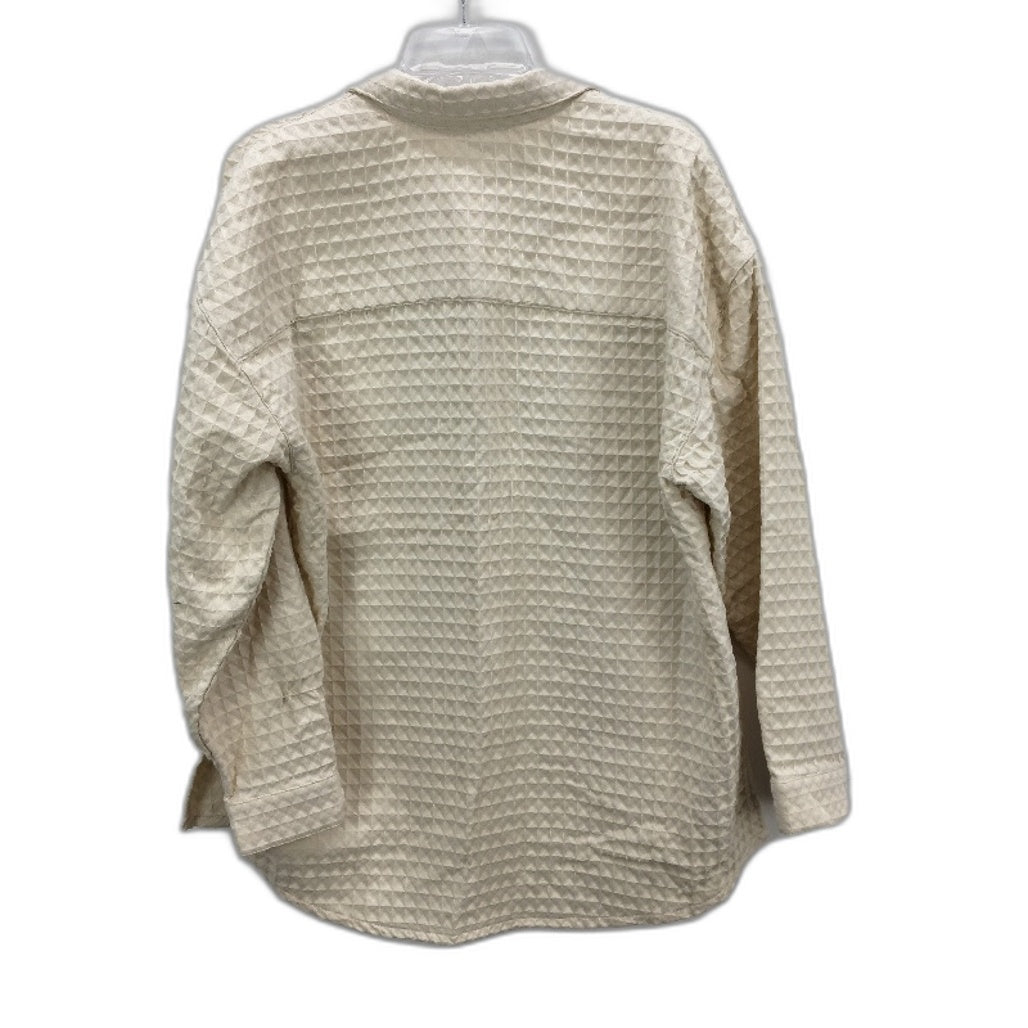 Subtitled Coconut Posey Oversized Cotton Blend Waffle L/Sleeve Shirt Size S NEW