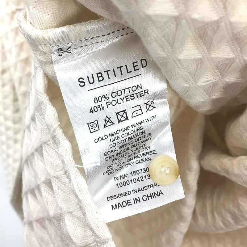Subtitled Coconut Posey Oversized Cotton Blend Waffle L/Sleeve Shirt Size S NEW