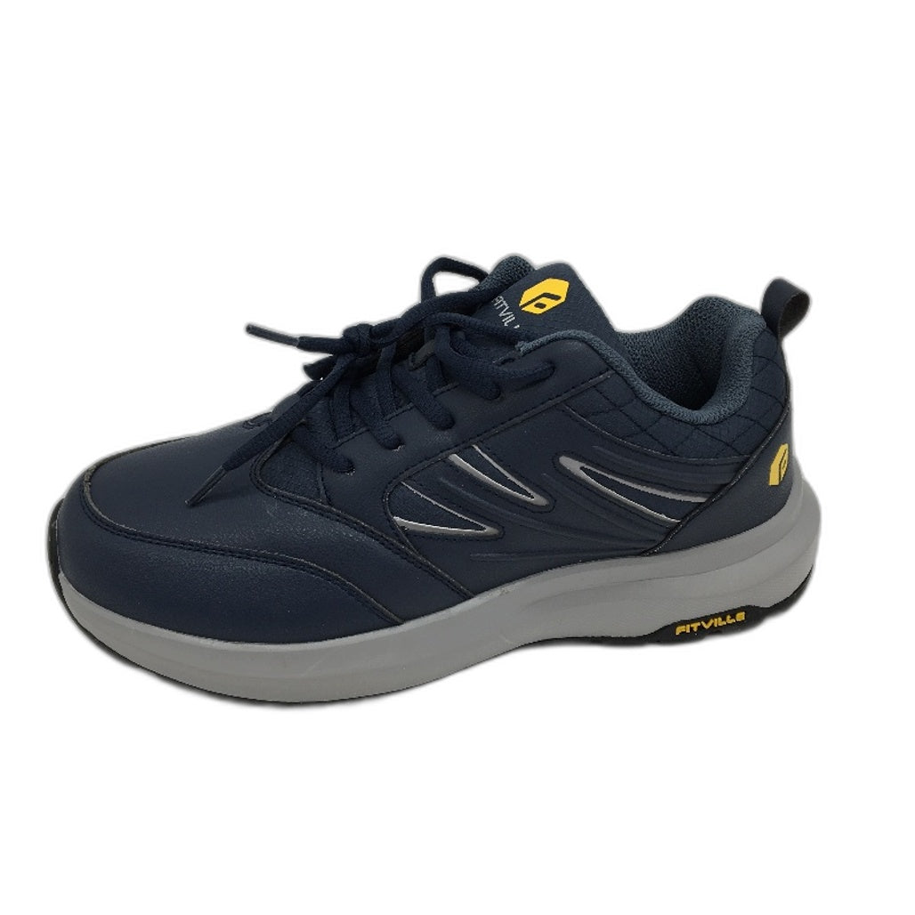 Fitville Navy Low Top Sturdy Core Leather Look Sneakers Mens Size US 8.5 NEW
