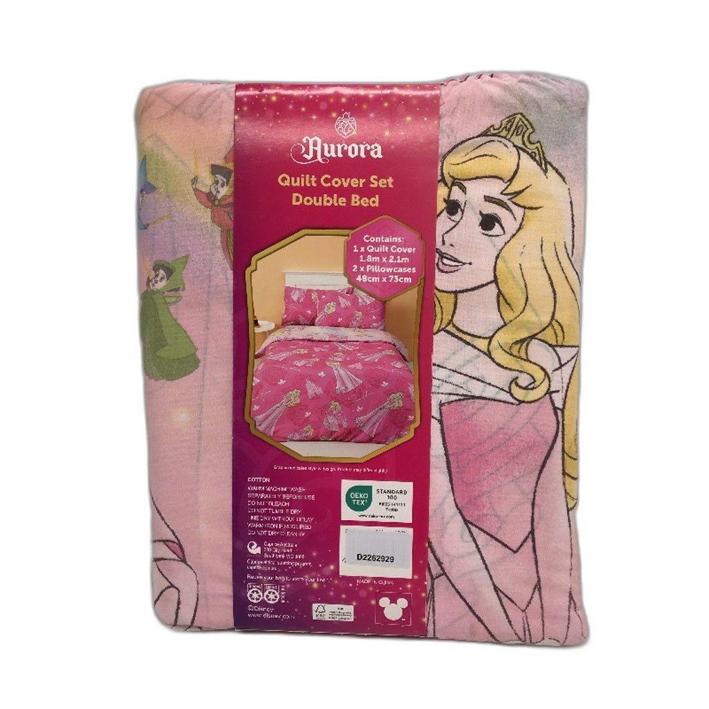 Disney Princess 100% Cotton Pink Reversible Quilt Cover Set DOUBLE Bed NEW