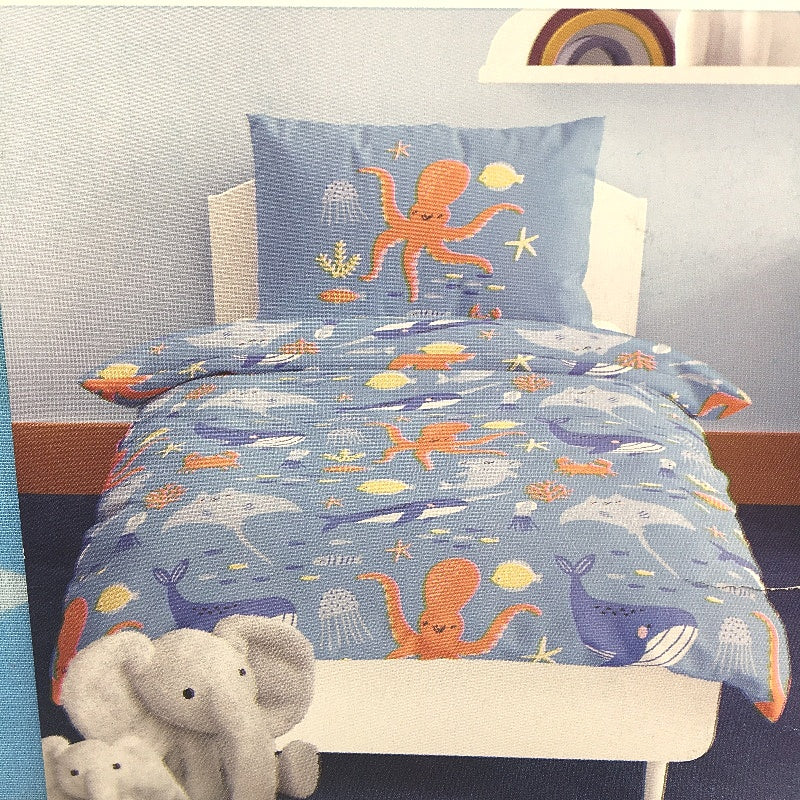 Kirkton House 100% Cotton Blue Glow In The Dark Quilt Cover Set SINGLE Bed NEW