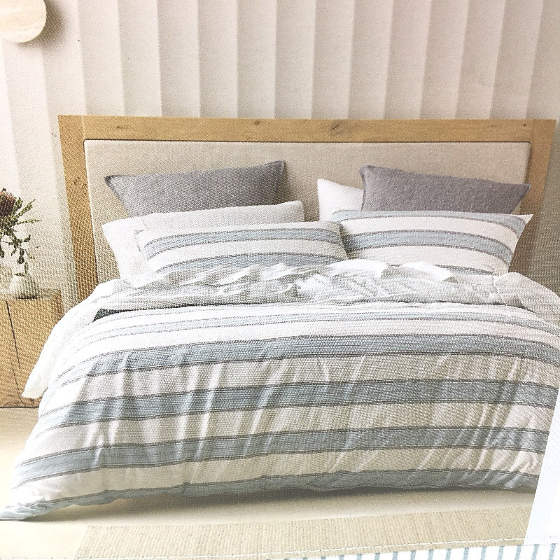 Kirkton House Hampton Blue Stripe Cotton Quilt Cover Set KING Size NEW