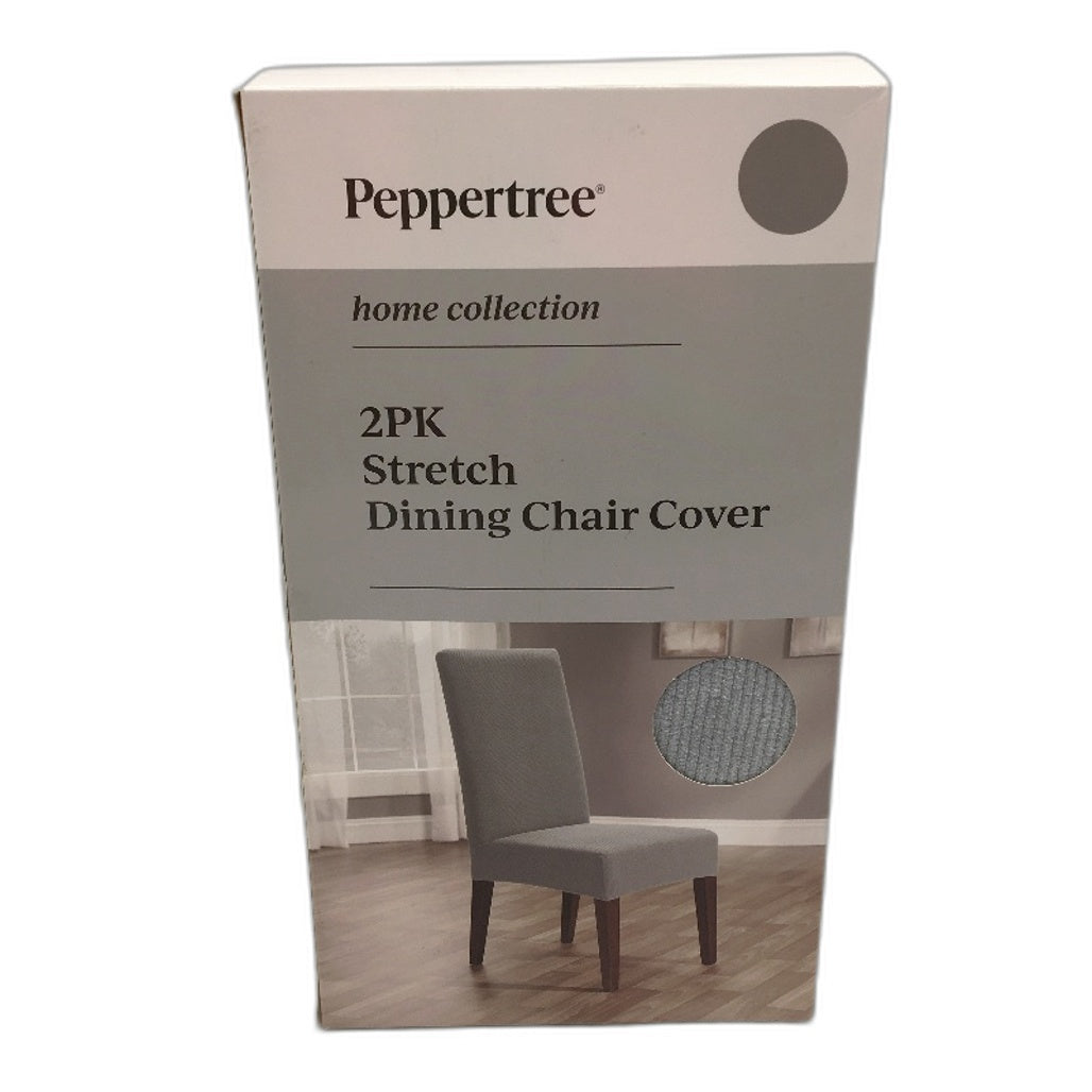 Peppertree Home 2 Pack Soft Grey Stretch Corduroy Ribbed Dining Chair Cover NEW