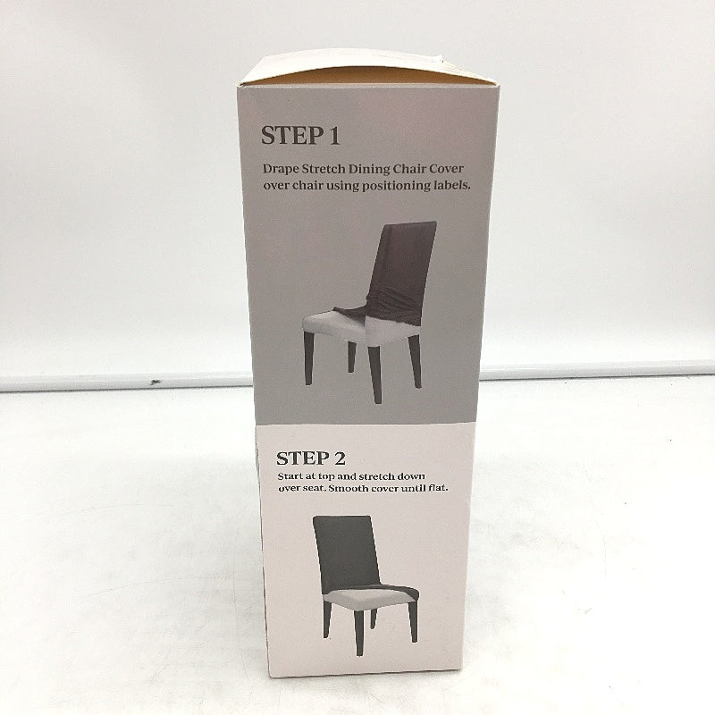 Peppertree Home 2 Pack Soft Grey Stretch Corduroy Ribbed Dining Chair Cover NEW