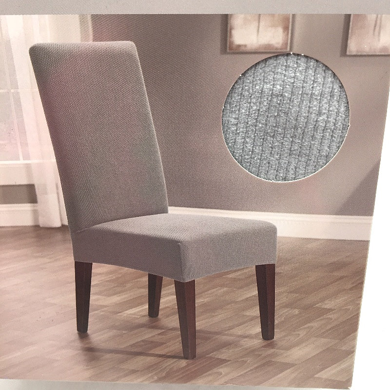 Peppertree Home 2 Pack Soft Grey Stretch Corduroy Ribbed Dining Chair Cover NEW