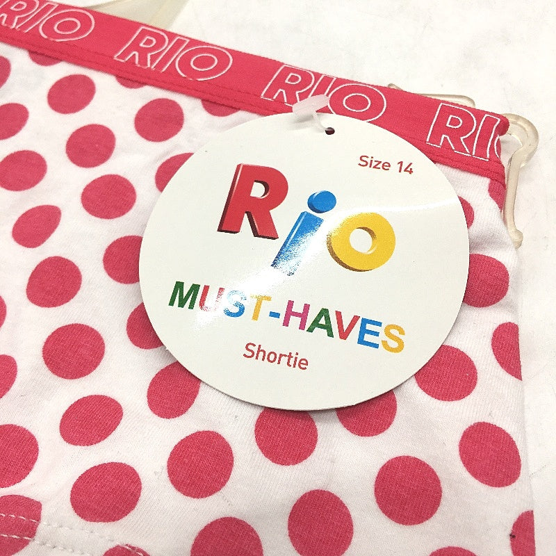 7 Pairs Rio Must Haves White & Pink Polka Dot Shortie Underwear Ladies Sz 14 NEW