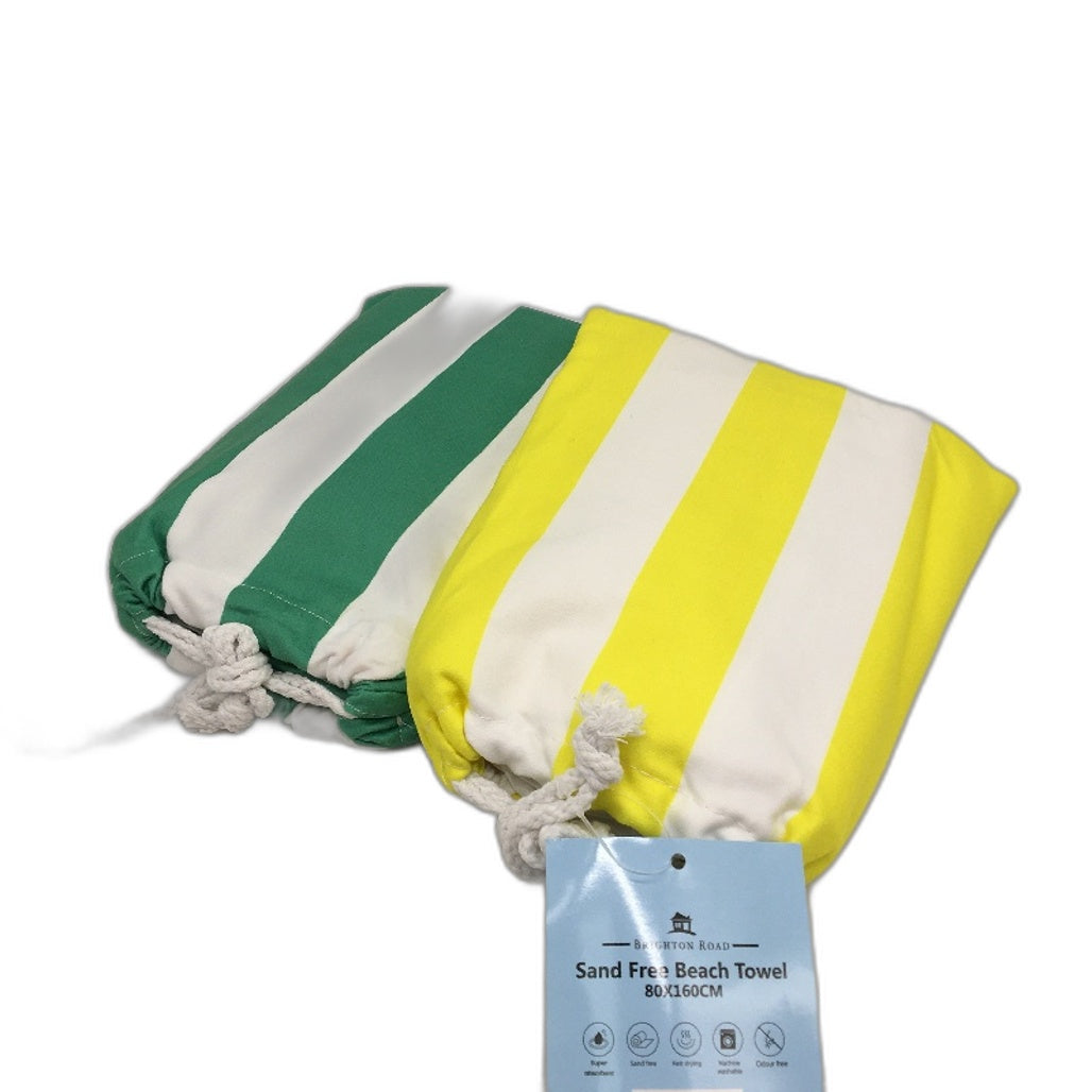 Brighton Road 2Pck Yellow Green Sand Free Lightweight Microfibre Beach Towel NEW