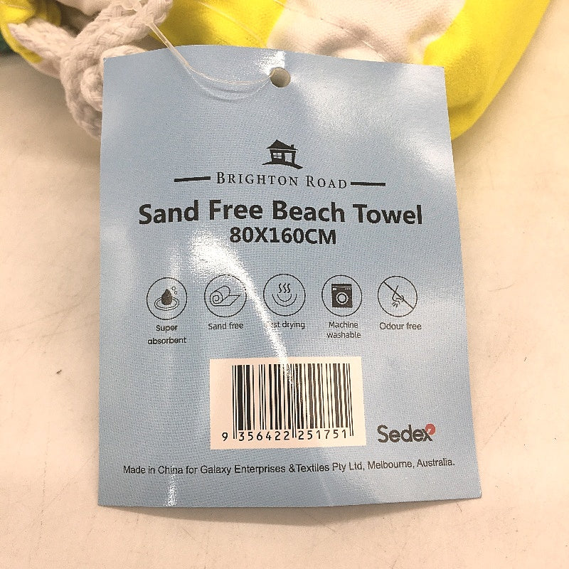 Brighton Road 2Pck Yellow Green Sand Free Lightweight Microfibre Beach Towel NEW